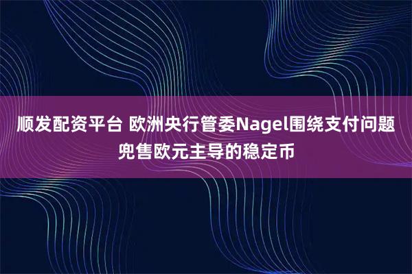 顺发配资平台 欧洲央行管委Nagel围绕支付问题兜售欧元主导的稳定币